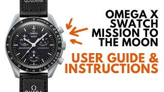 Swatch Omega Moonwatch User Guide & Instructions | Use and Reset Chronograph, Set Time, Tachymeter