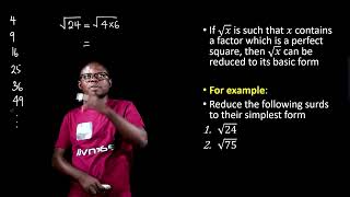 LESSON 1-1  SURDS(REDUCTION TO BASIC FORM)