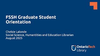 FSSH Graduate Orientation