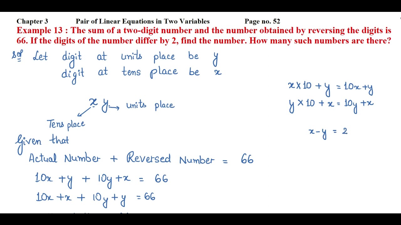 The Sum Of A Two-digit Number And The Number Obtained By Reversing The ...