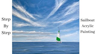 Sailboat Seascape STEP by STEP Acrylic Painting Tutorial