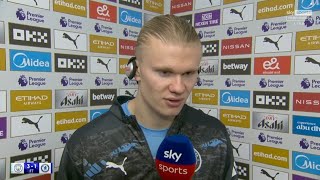 Man City 3-1 Chelsea: Erling Haaland Post-Match Interview - Reacts to Robert Sanchez Howler |