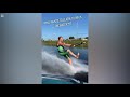 man shows how he walks on water water skiing barefoot