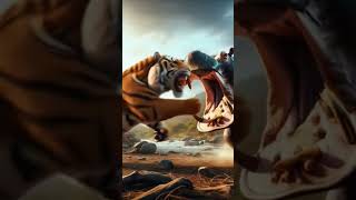 Tiger vs Rhino in hilly area #tiger #rhino #tigerattitudestatus #tigers #tigervsrhino #animals