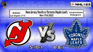 New Jersey Devils vs Toronto Maple Leafs Nov 17th 2022 NHL23 mock season #nhl23gameplay #nhl23 #NHL