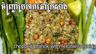 ចិញ្ច្រាំប្រហុកឆៅក្រសាំង chopped prahok with feroniella lucida