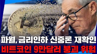 파월, 금리인하 신중론 재확인…비트코인 9만달러 붕괴 위험