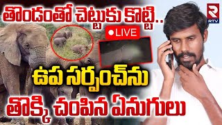 గ్రామ సర్పంచ్ పై ఏనుగుల దాడి 🔴LIVE : Elephant Attack on Sarpanch Rakesh in Tirupati | RTV