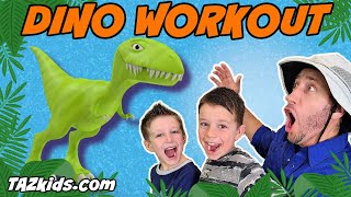 KIDS DINOSAUR WORKOUT! With DINO FUN FACTS!  A Fitness and Exercise Adventure!