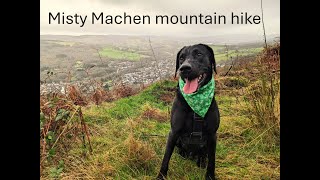 Winter walk over a misty mountain. Machen in south Wales. Marvin and I hike through ALL the weather!