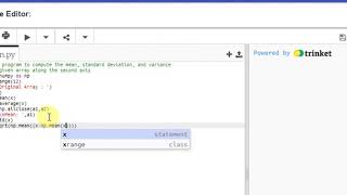 Python NumPy program to compute the mean, standard deviation, and variance
