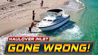 BOAT BEACHED AT HAULOVER INLET! TERRIBLE DAY FOR THIS CAPTAIN! | HAULOVER BOATS | WAVY BOATS