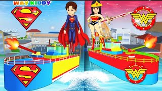 YUTA BENTENG KAPAL SUPER MAN VS MIO BENTENG KAPAL WONDER WOMAN 🚢 KALAHKAN MONSTER LUAR ANGKASA