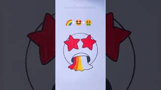 🌈+🤩+🤮 A combination of emojis with rainbow || Emoji Mix Drawing || Satisfying Creative Art #shorts