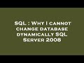 SQL : Why I cannot change database dynamically SQL Server 2008
