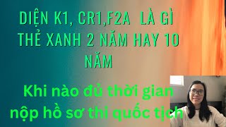 Diện K1, CR1, F2A khái quát. Thẻ xanh 2 năm & 10 năm, bao lâu được nộp hồ sơ thi quốc tịch?