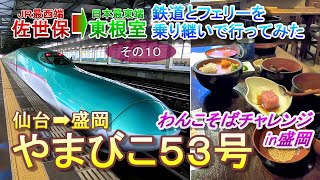 【JR東日本 東北新幹線】 やまびこ５３号＆わんこそばチャレンジ 仙台➡盛岡 【最西端 最東端 ⑩】