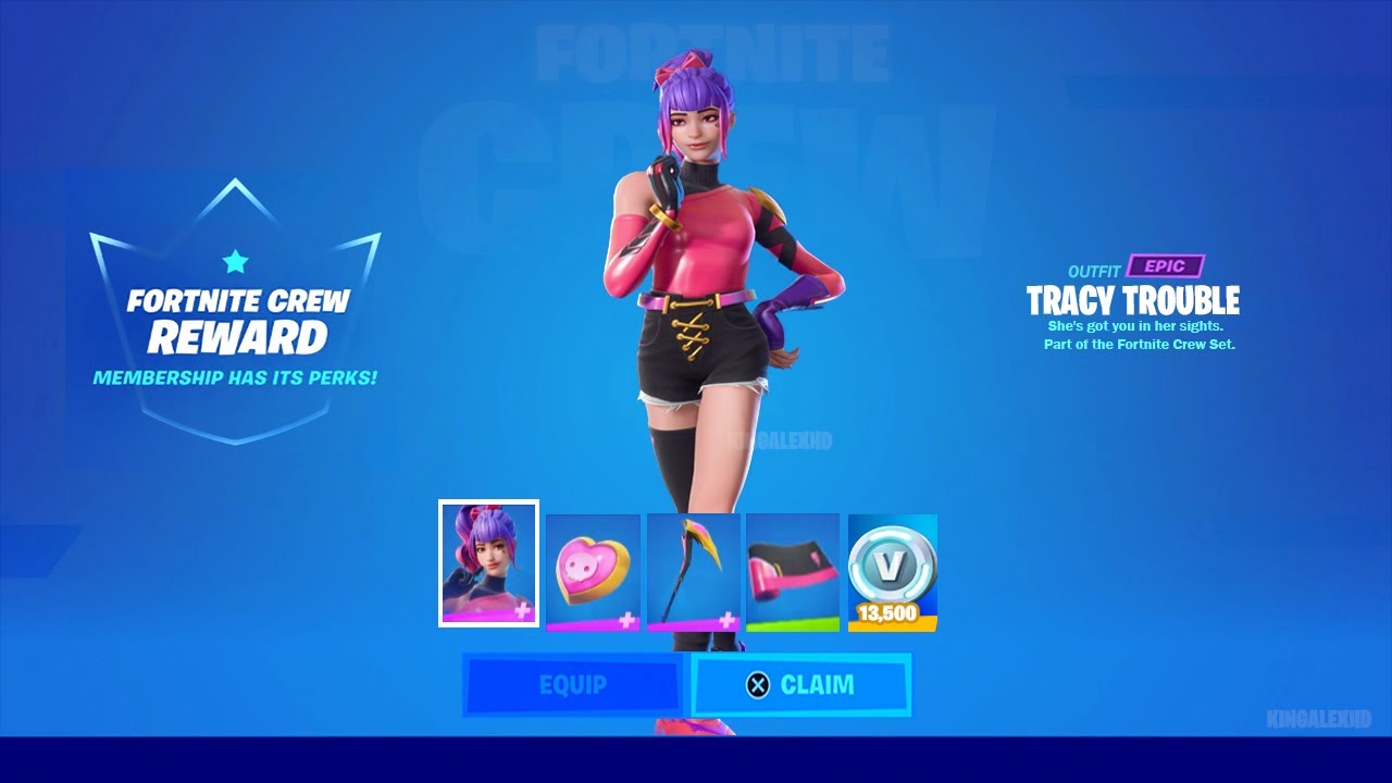 How To Get Tracy Trouble Skin (March Fortnite Crew) FREE In Fortnite ...