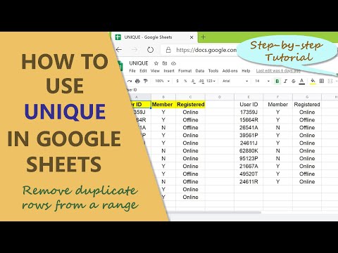 Функция UNIQUE в Google Таблицах | Удалить повторяющиеся строки из диапазона | Google Таблицы