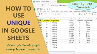 Google Sheets UNIQUE Function | Remove Duplicate Rows from a Range | Google Spreadsheet