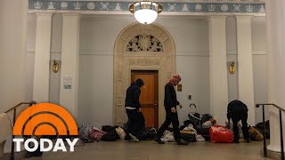 Protesters at Columbia University occupy a building on campus