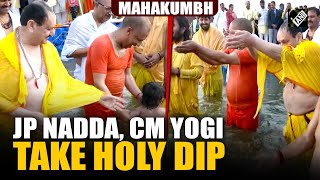 BJP President JP Nadda takes holy dip at Triveni Sangam alongside CM Yogi