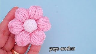 كروشية الوردة المنتفخة خطوة بخطوة  - Crochet puffy rose#يويو_كروشية