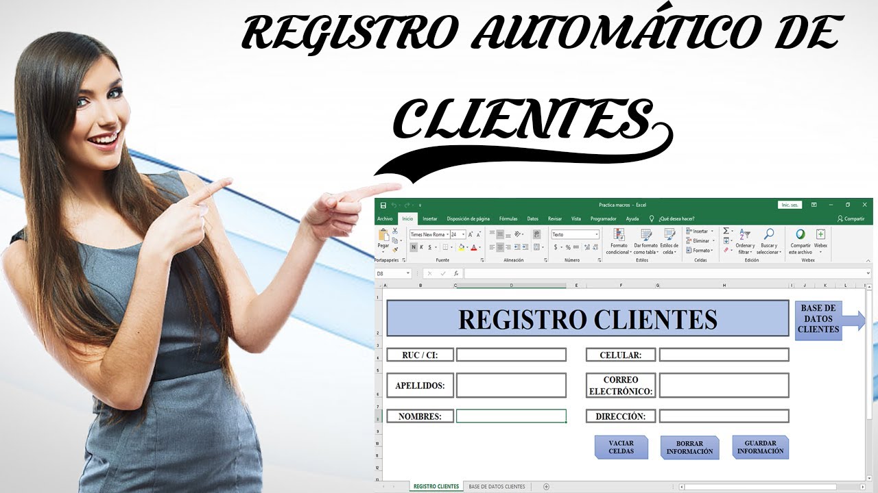 COMO HACER UNA BASE DE DATOS (REGISTRO DE CLIENTES) EN EXCEL - YouTube