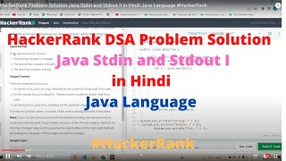 #2 HackerRank Java Stdin and Stdout I DSA Problem Solution in Hindi Java Language #HackerRank