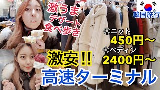 【韓国旅行】2019年激安高速ターミナル！冬服490円！ペディン5000円以下！超おいしいデザート食べ歩きも【モッパン】