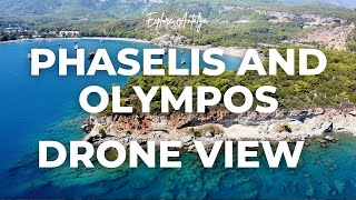 Phaselis and Olympos, DJI 4K drone view. Turkey's beautiful beaches, Antalya's stunning landscapes