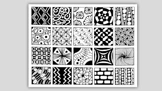 20 zentangle patterns for beginners || 20 zentangle patterns step by step