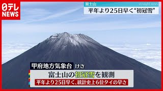 【冬の便り】富士山に初冠雪　統計開始以来６番目の早さ