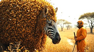 Zebra Saved from a Swarm of Millions of Bees by Heroic Rescue Team!