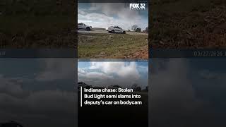 Indiana chase: Stolen Bud Light semi slams into deputy’s car on bodycam