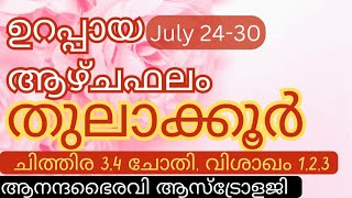 തുലാക്കൂറുകരുടെ ആഴ്ചഫലം ജൂലൈ 24മുതൽ  30വരെ (ചിത്തിര, ചോതി വിശാഖ )‎@anandabhairavi5939