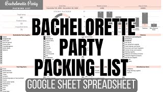 Bachelorette Party Packing List Google Sheets Spreadsheet