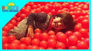 Ryan Goes to Indoor playground with GIANT BALL PIT at Thomas Land