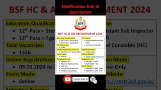 BSF HC \u0026 ASI Recruitment 2024 | BSF HC \u0026 ASI Notification 2024 | OFTEN UPDATES #bsf #bsfstatus