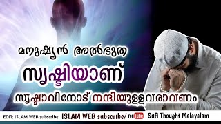 മനുഷ്യൻ അൽഭുത സൃഷ്ടിയാണ് | സൃഷ്ടാവിനോട് നന്ദിയുള്ളവരാവണം | Sufi Thought Malayalam | islamic speech