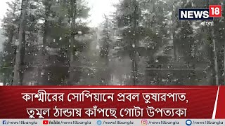 কাশ্মীরের সোপিয়ানে প্রবল তুষারপাত, তুমুল ঠান্ডায় কাঁপছে গোটা উপত্যকা