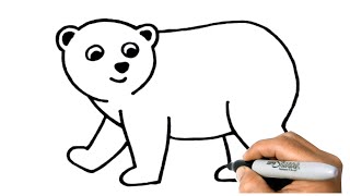 How to DRAW A POLAR BEAR Step by Step | Polar Bear Easy Drawing Lesson