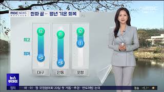 R]날씨1- 평년 기온 회복…경북동해안 건조·강풍 특보/ 안동MBC