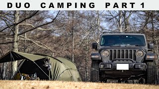 【雪待ち】5泊6日の年越し  冬の夫婦キャンプ【PART 1】 : Helinox V-Tarp , Jeep Wrangler , AlmazanKitchen , Wood craft