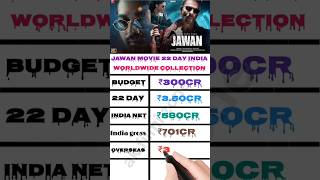 JAWAN movie 22 day India worldwide collection #shorts #ytshorts #jawan