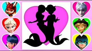 Wrong Love Couple Mermaids Miraculous Ladybug Cat Noir Elsa Anna Jack Frost Wrong Heads Puzzles