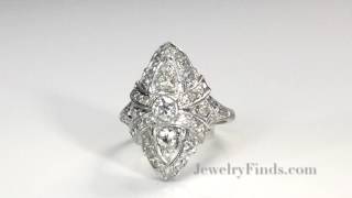 Antique Edwardian Old European Cut Diamond Ring Platinum