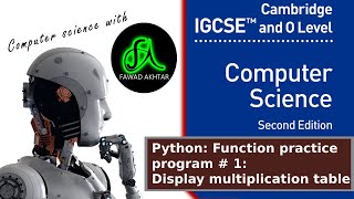 Python Function to display multiplication table Cambridge IGCSE & O Level Computer Science
