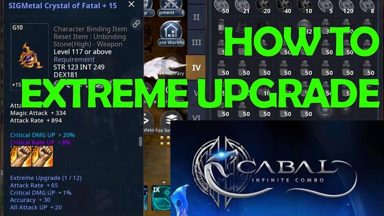 Cabal Infinite Combo Sea How To Extreme Upgrade Youtube