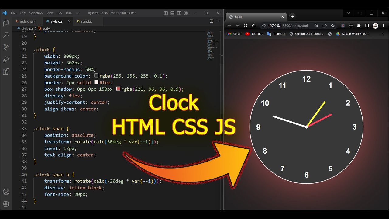 How To Create Analog Clock Using HTML CSS And JavaScript - YouTube